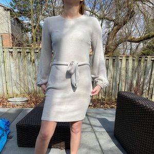 Dynamite Cream Front Tie Dress